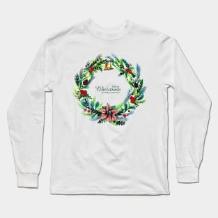 Merry Christmas Floral Ring Long Sleeve T-Shirt